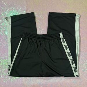 black and white retro wide leg popper sweatpants